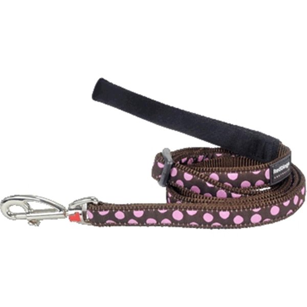 Red Dingo Dog Lead Design Pink Dots on Brown, Large RE437205